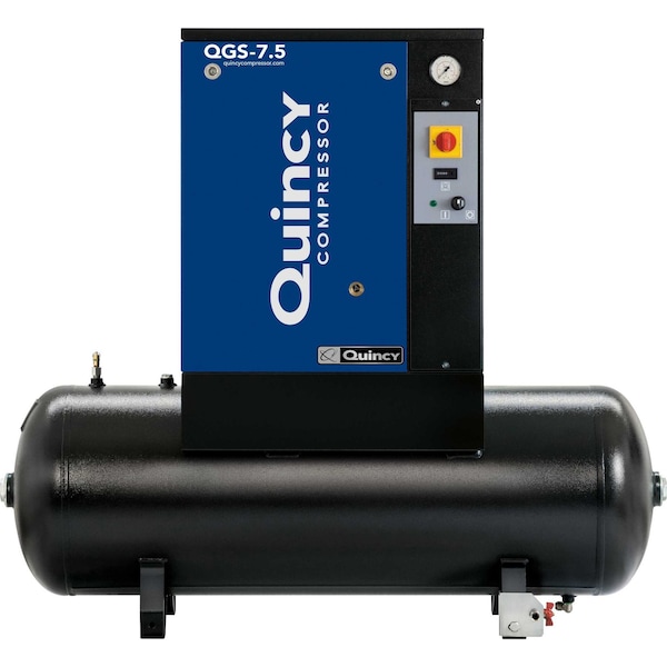 Quincy QGS 7.5-HP 60- Gallon Tank Mounted Rotary Screw Air Compressor 230/1/60